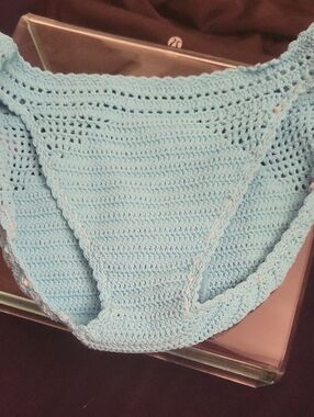 Express Light Blue Crochet Bikini Bottom
